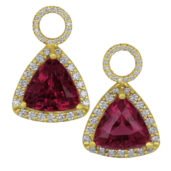 Erica Courtney 18k Yellow Gold DROP TRILL RUBELLITE =6.00TW 51D=0.37 TW ENHANCR ER