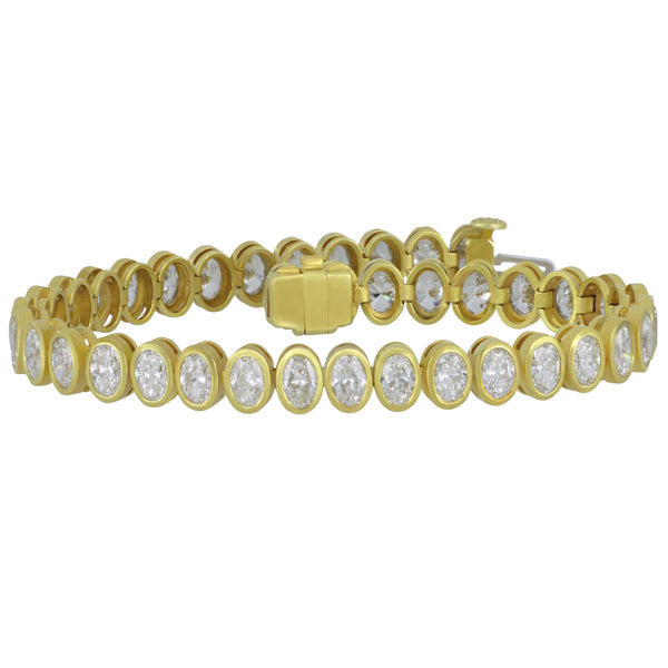 Norman Silverman 18k Yellow Gold Bezel Oval Diamond Bracelet 39D=9.94TW GH/VS BR 7" length