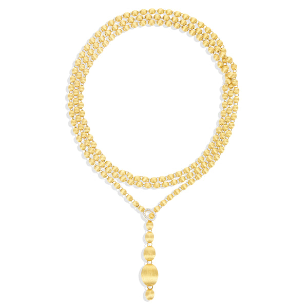 Nanis 18 Karat Yellow Gold 31" Adjustable Dancing Lariet Necklace with Diamond Link, Dias=.16tw