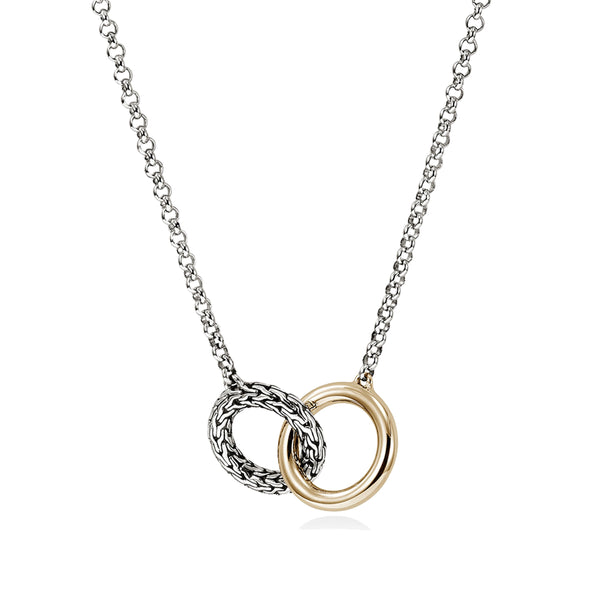 JH Essentials 14k Gold & Silver 2mm Mini Rolo Chain Interlinking Necklace