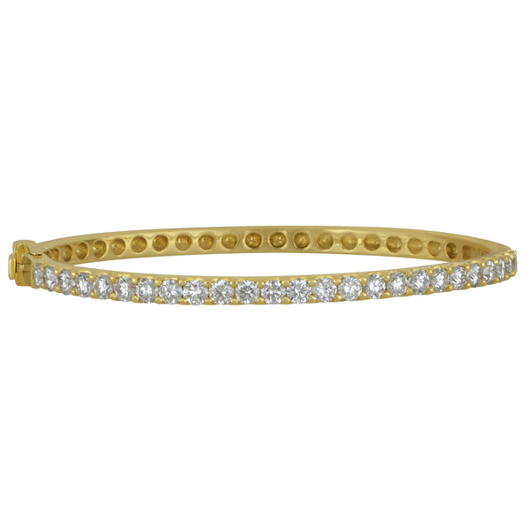 14 Karat Yellow Gold Diamond Line Bangle, 25Dias=3.15tw G-I/SI