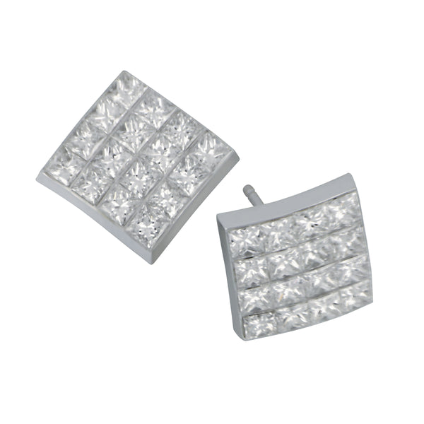 18k White Gold  4x4 Quad=2.52tw Earrings