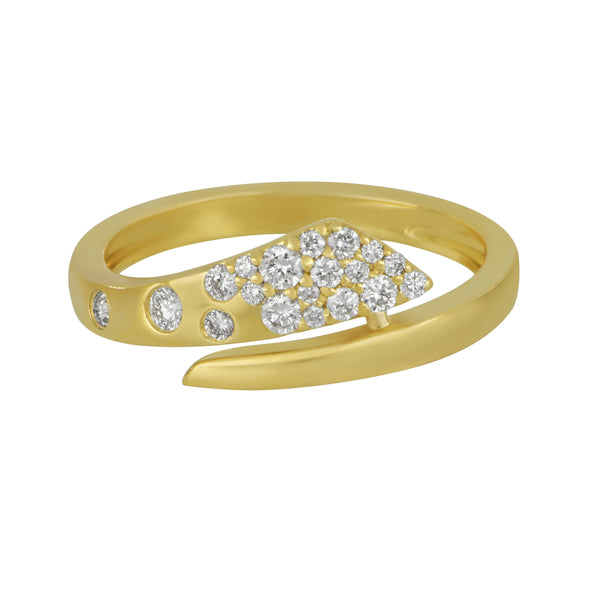 14k Yellow Gold Bypass Scattered Diamond Ring size 6.5, D=0.25tw