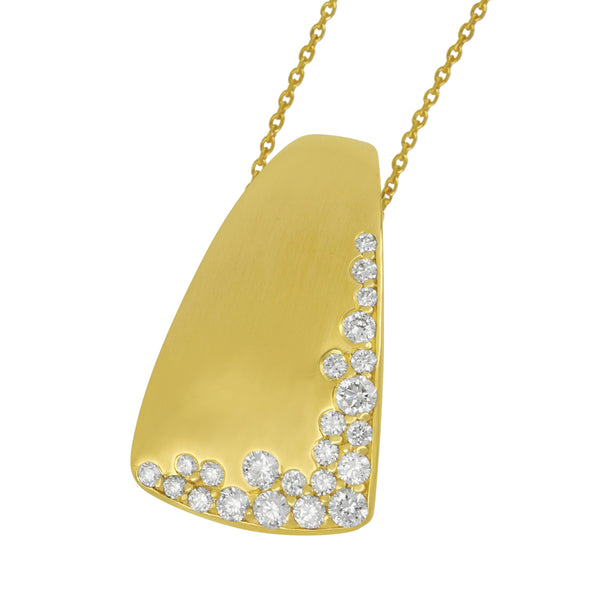 14 karat yellow gold tappered Scattered Diamond Pendant 18", D=0.36tw