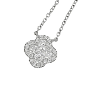 18 karat white gold small Clover Diamond Necklace 16-17", D=0.60tw