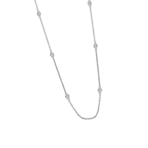 14 Karat White Gold 20" Adjustable Diamonds by the Yard Necklace, 8Dias=.21tw