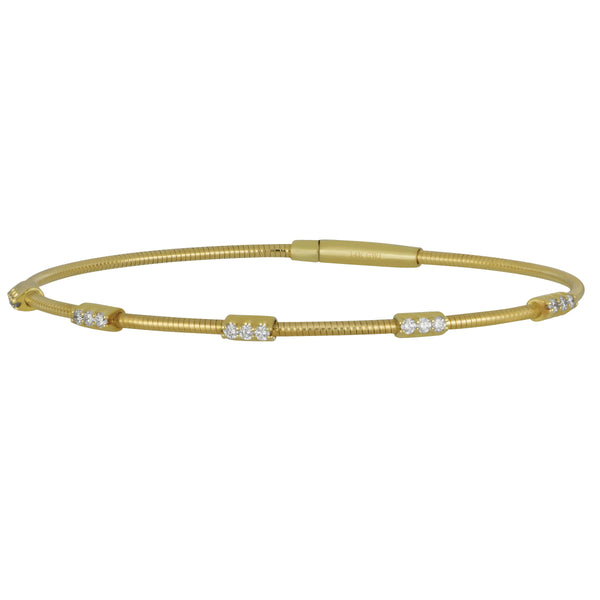 14k Yellow Gold Five-Station Diamond Coil Bangle, D=0.31tw