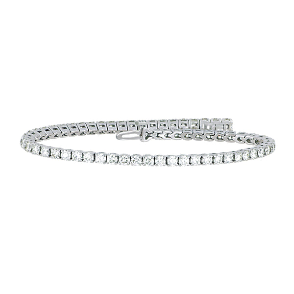 14k White Gold 4 Prong Diamond Line Bracelet 7", D=4.55tw HI/SI