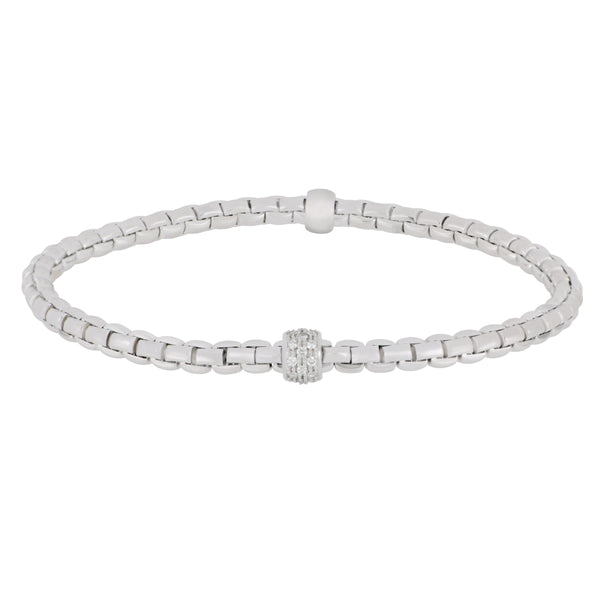 Fope 18 karat White Gold 4mm Eka 1 Pave Diamond Rondel Flex Bracelet size Medium, D=0.19tw G/VS1