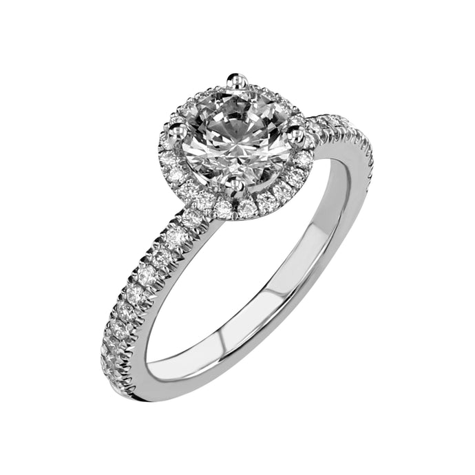 18 Karat White Gold Majesty Engagment Semi-Mount Ring for a 1ct Center