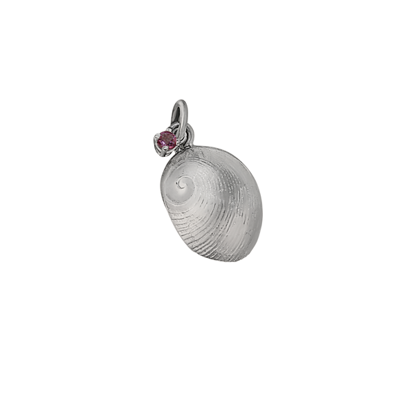 10 October "Birthshell" Sterling Silver Charm: The Baby’s Ear with Pink Tourmaline