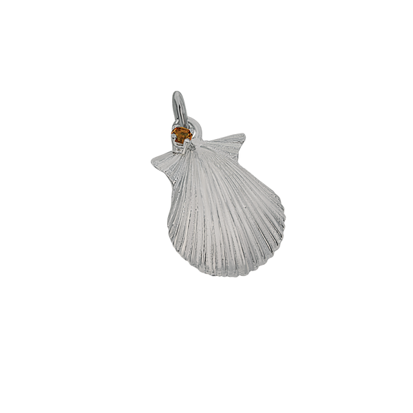 11 November "Birthshell" Sterling Silver Charm: The Scallop Shell with Citrine