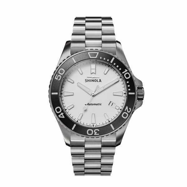 Shinola Titanium 43mm White Dial Gray Bezel Monster Automatic Watch