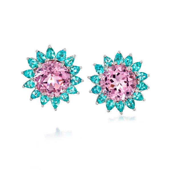 Oscar Heyman Platinum Morganite and Paraiba Tourmaline Earrings