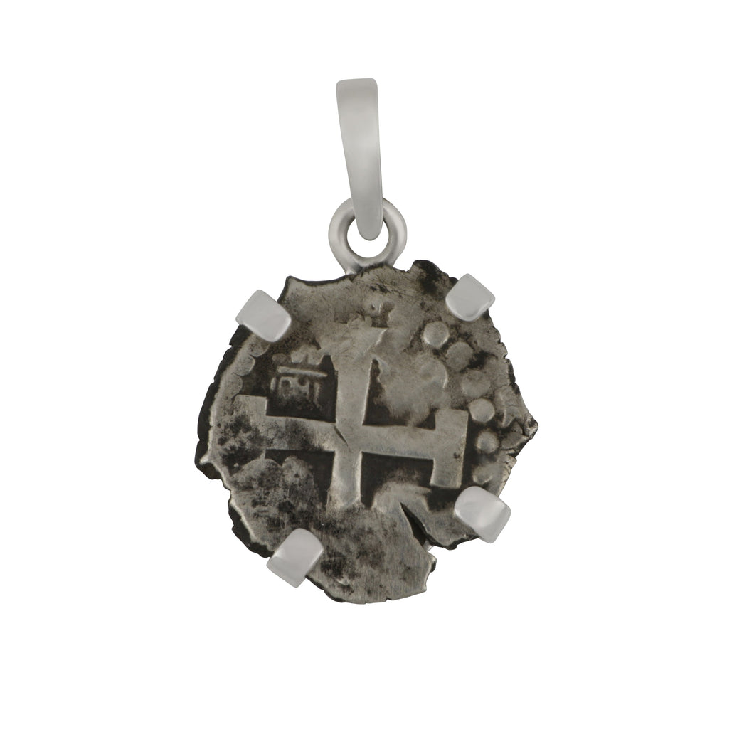 1/2 Reale 1.6G Fleet Coin with Sterling Silver Bezel Pendant