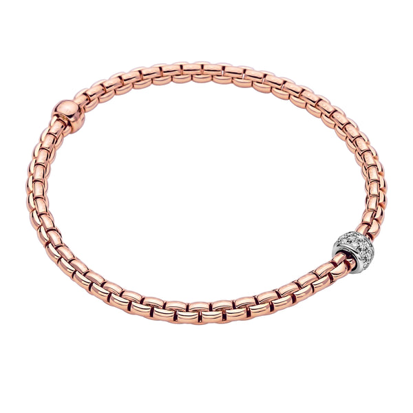 Fope 18 karat rose and white gold Eka Flex'it Diamond Rondel Bracelet, D=0.19tw