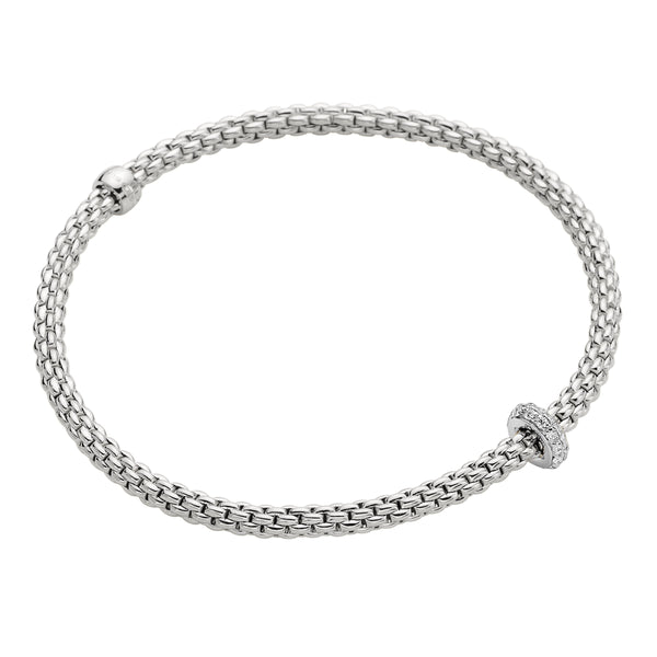 Fope 18 karat white gold Prima Flex'it Diamond Rondel Bracelet, D=0.18tw