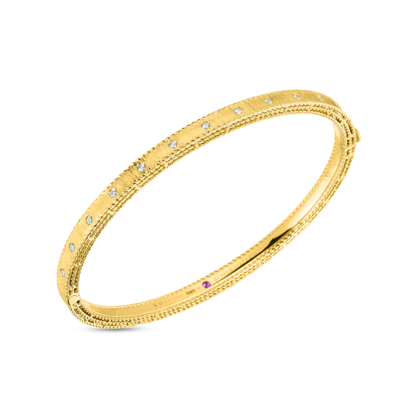 Roberto Coin 18k Yellow Gold Symphony Princess Diamond Bangle Size 48x58 (D=.17)