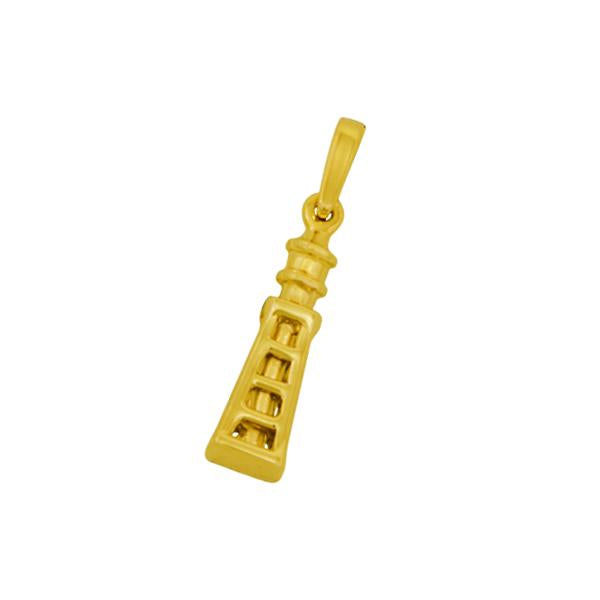 14k Yellow Gold Small 3-D Lighthouse Pendant