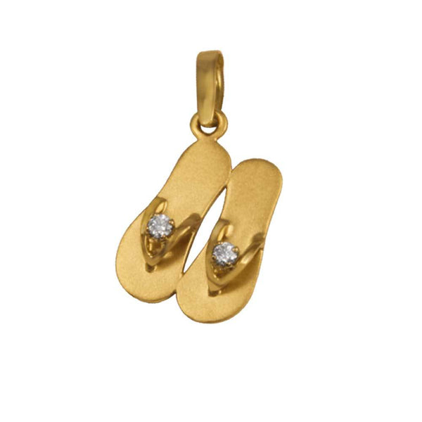 14k Yellow Gold Double "Sanibel Sandals" Pendant with Diamonds, D=.10tw