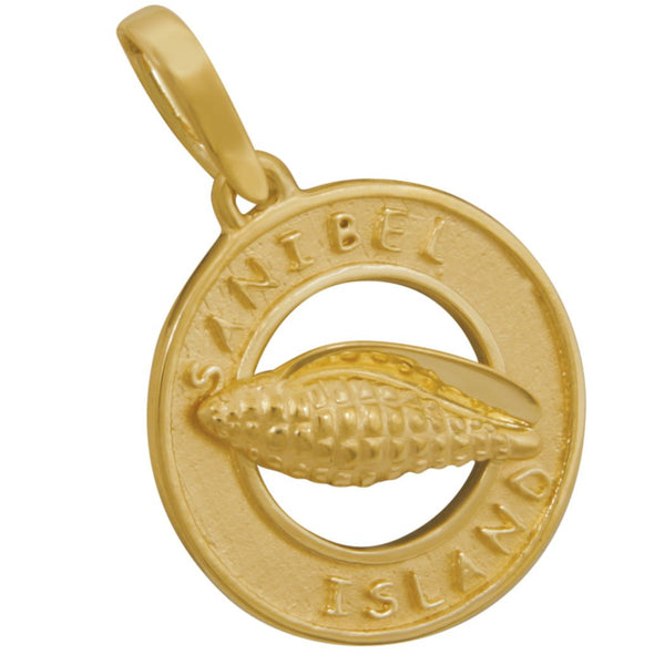 14k Yellow Gold Sanibel Disc with Junonia Pendant