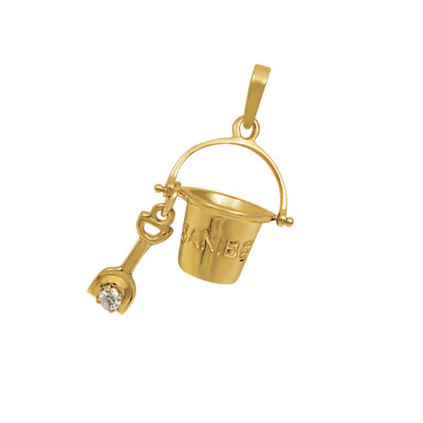 14k Yellow Gold Mini Sanibel Bucket Pendant with Single Diamond, D=.05ct