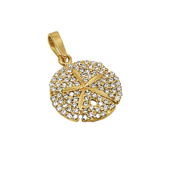 14k Yellow Gold "Sea Jewels" Pavé Diamond Sanddollar Pendant, D=.44tw