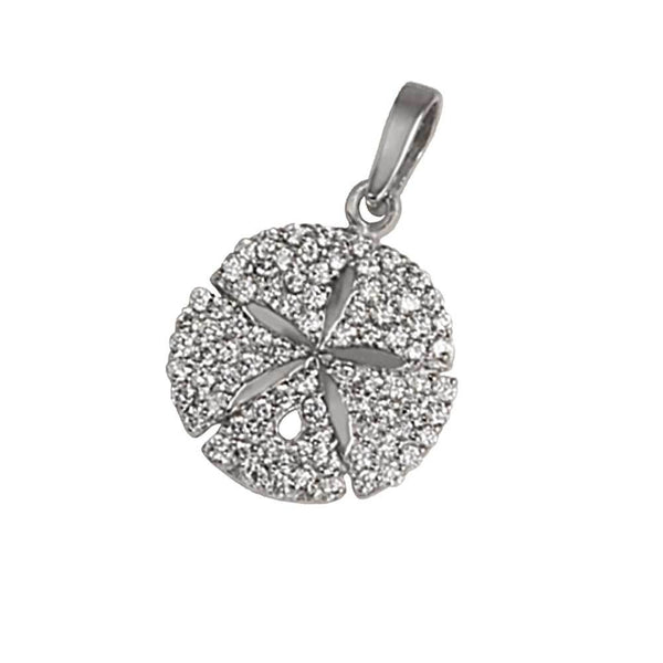 14k White Gold "Sea Jewels" Pavé Diamond Sanddollar Pendant, D=.44tw