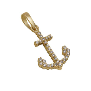 14 karat Yellow Gold "Sea Jewels" Diamond Pave Anchor Pendant, 29D=.17tw