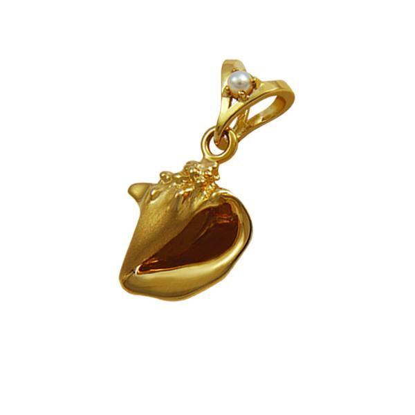 06 June "Birthshell" 14k Yellow Gold Pendant: The Conch Shell with Pearl