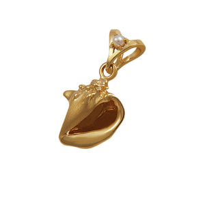 06 June "Birthshell": 14 Karat Yellow Gold Pendant: The Conch Shell with Pearl