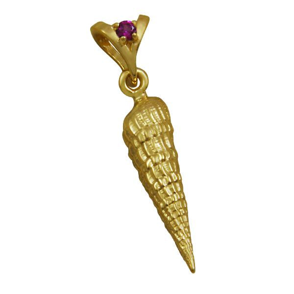 01 January "Birthshell" 14k Yellow Gold Pendant: The Auger Shell with Garnet