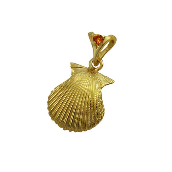 11 November "Birthshell" 14k Yellow Gold Pendant: The Scallop Shell with Citrine