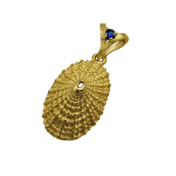 09 September "Birthshell" 14k Yellow Gold Pendant: The Limpet Shell with Sapphire