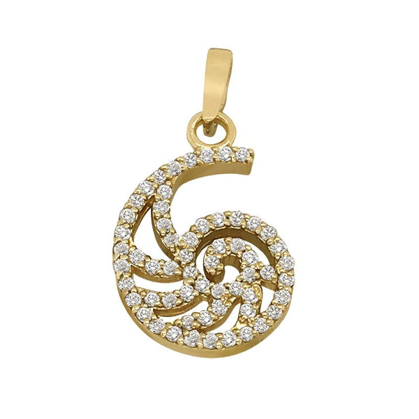 14k Yellow Gold "Sea Jewels" Pavé Diamond Nautilus Pendant, D=.38tw