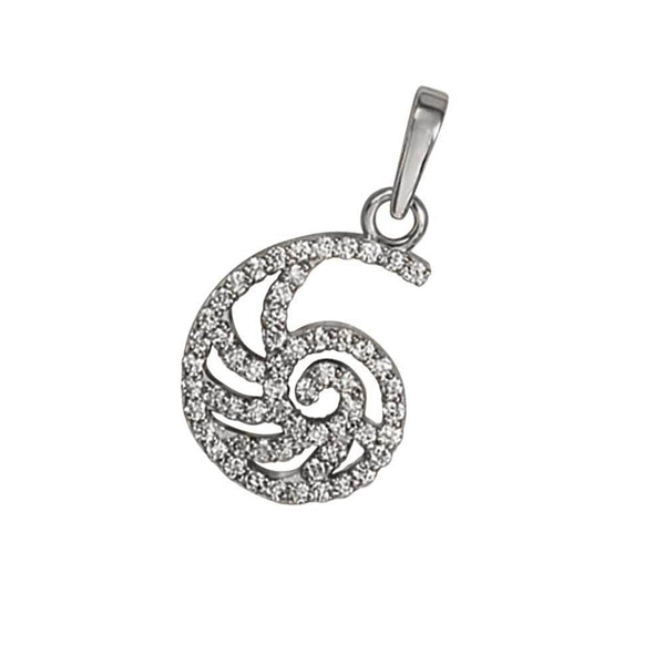 14k White Gold "Sea Jewels" Pavé Diamond Nautilus Pendant, D=.38tw