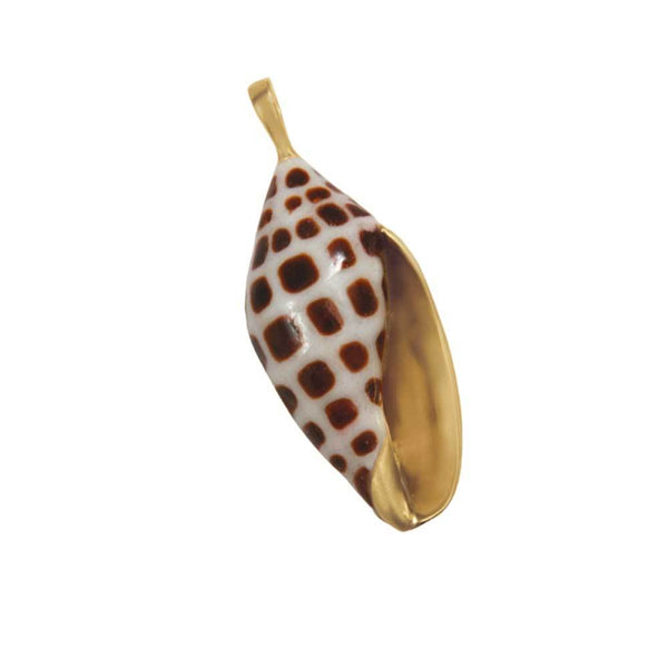 14k Yellow Gold Large Junonia Brown Enamel Pendant