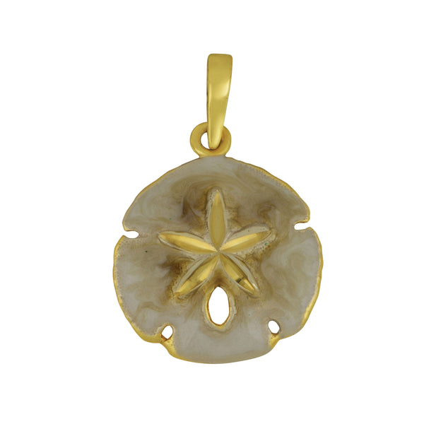 14k Yellow Gold 17mm Sanddollar Enamel Pendant