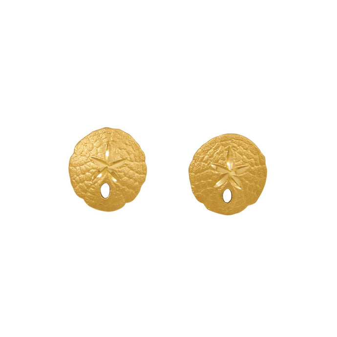 14 Karat Yellow Gold 11mm Sanddollar Earrings