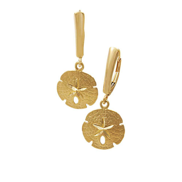 14k Yellow Gold 14mm Sanddollar Euro Wire Earrings