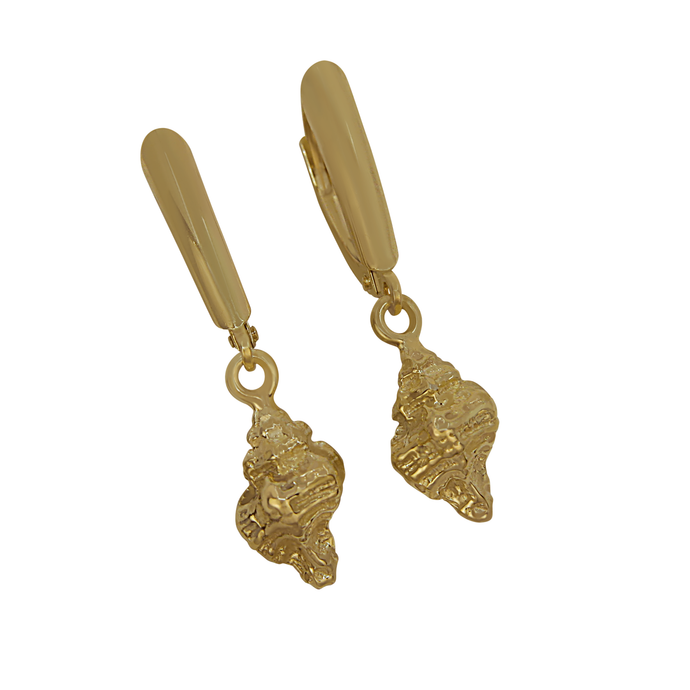 14k Yellow Gold Mini Apple Murex Euro Wire Earrings