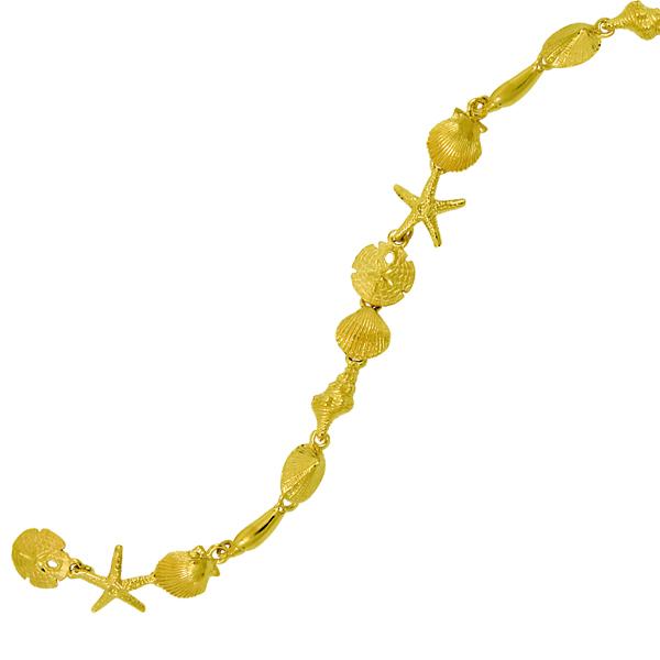 14k Yellow Gold Tiny Sealife Bracelet