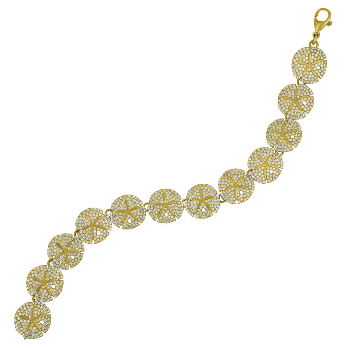 14k Yellow Gold Pavé Diamond Sanddollar Bracelet, D=6.00tw