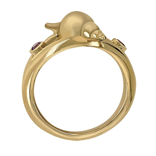 02 February "Birthshell" 14k Yellow Gold Ring: The Tulip Shell with Amethysts