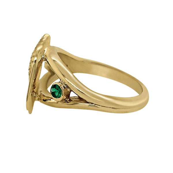 05 May "Birthshell" 14k Yellow Gold Ring: The Junonia Shell with Emeralds