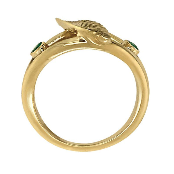 05 May "Birthshell" 14k Yellow Gold Ring: The Junonia Shell with Emeralds