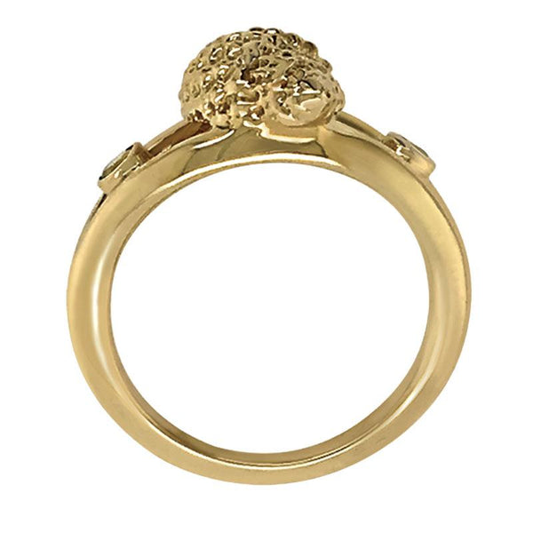 08 August "Birthshell" 14k Yellow Gold Ring: The Nutmeg Shell with Peridots