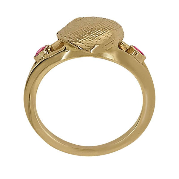 10 October "Birthshell" 14k Yellow Gold Ring: The Baby's Ear with Pink Tourmalines