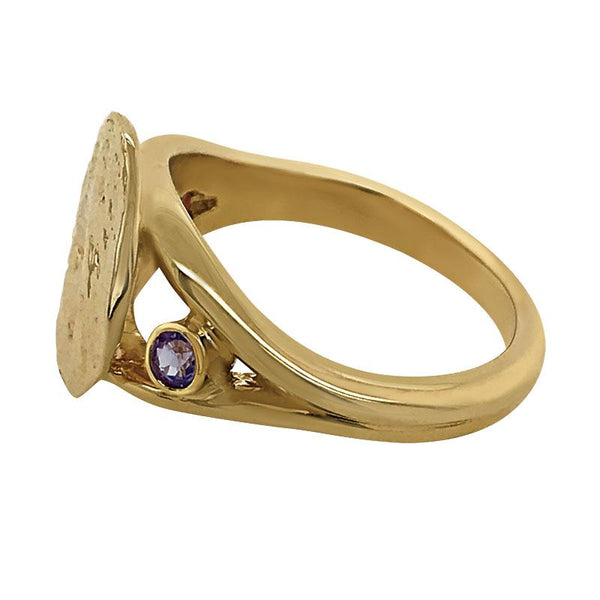 12 December "Birthshell" 14k Yellow Gold Ring: The Jingle Shell with Tanzanites