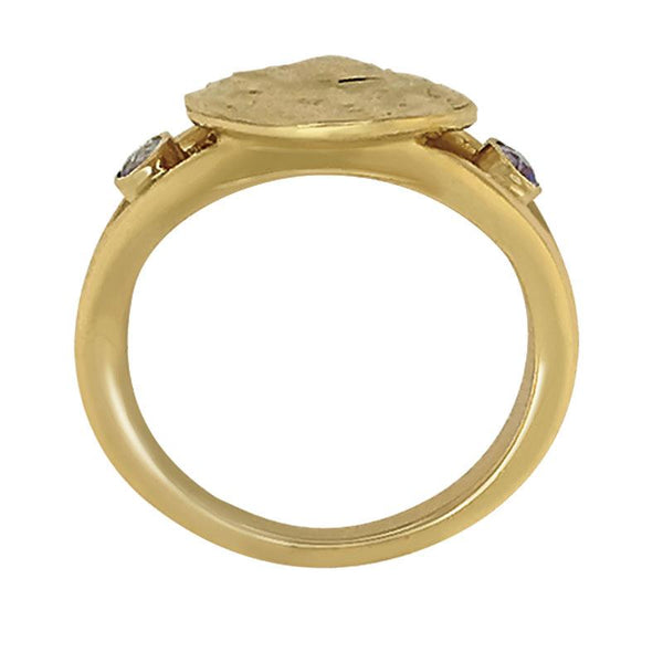 12 December "Birthshell" 14k Yellow Gold Ring: The Jingle Shell with Tanzanites